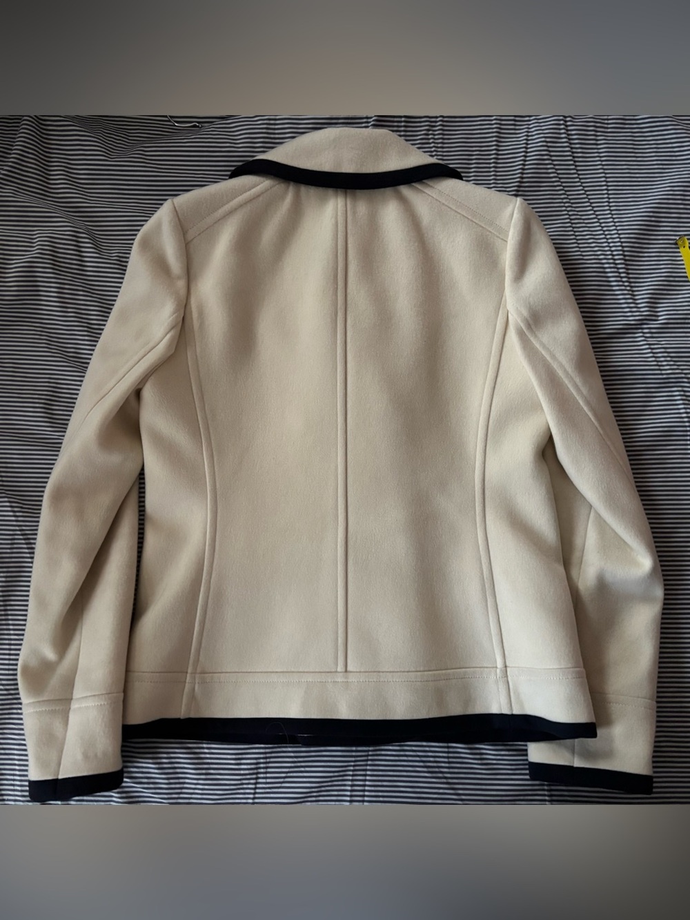 J. Crew 2012 Wool Cream Double-Breasted Peacoat with Black Trim - Picture 9 of 9